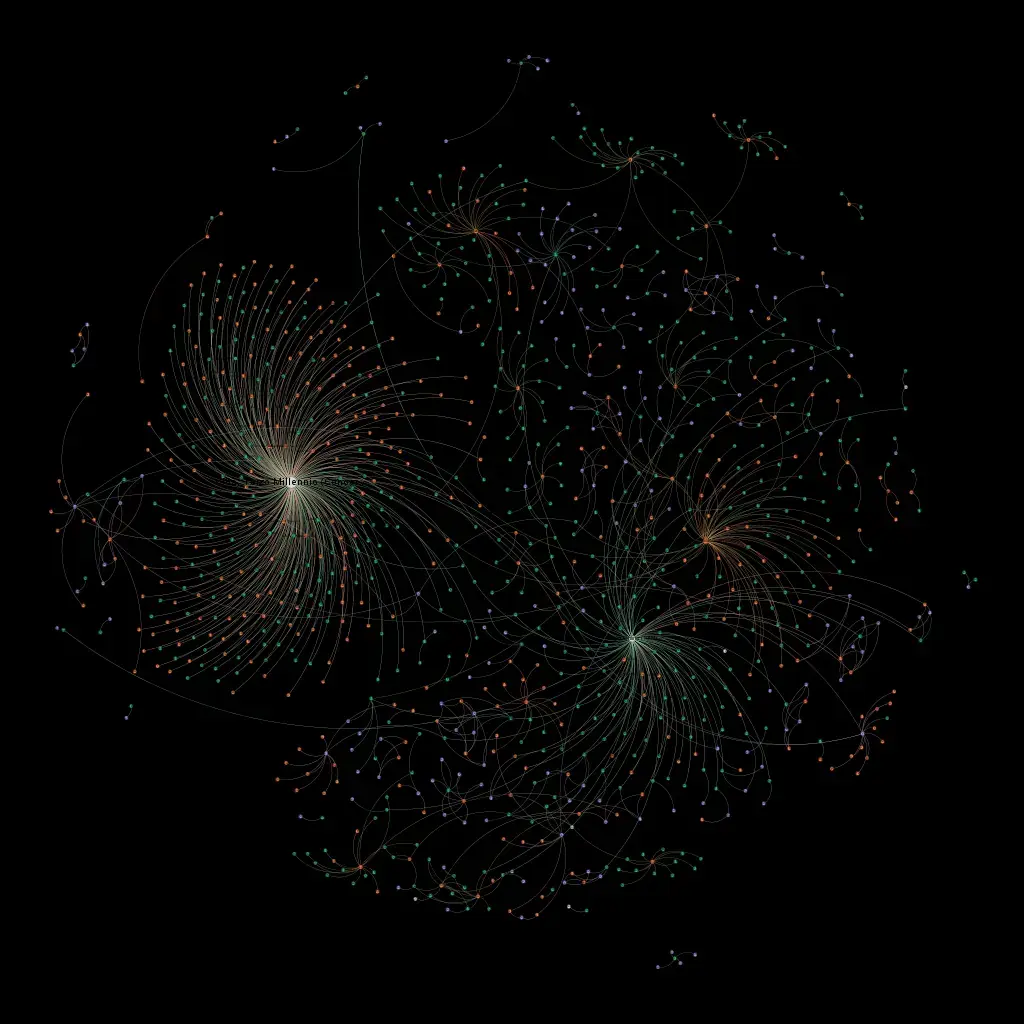Network render in pale lines on black