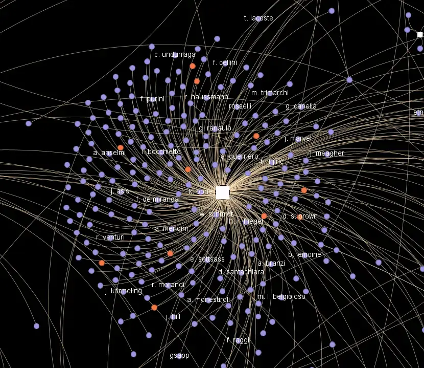 Network render on black, lines radiating from one white node