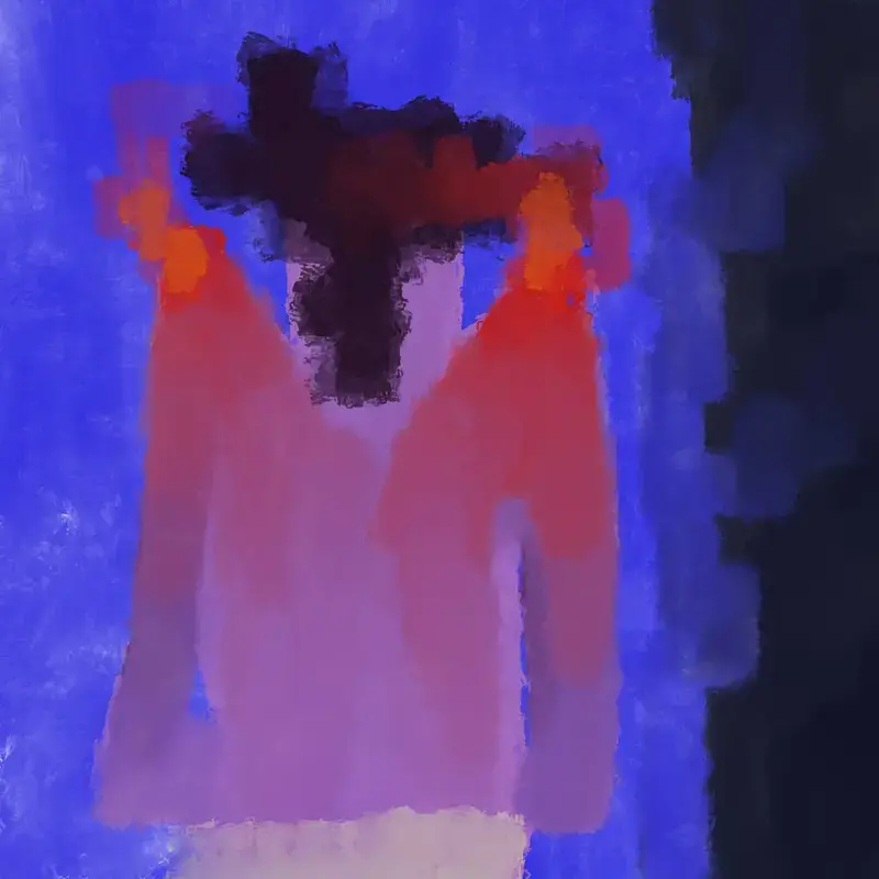Glow Girl: digital painting of a pink figure against blue