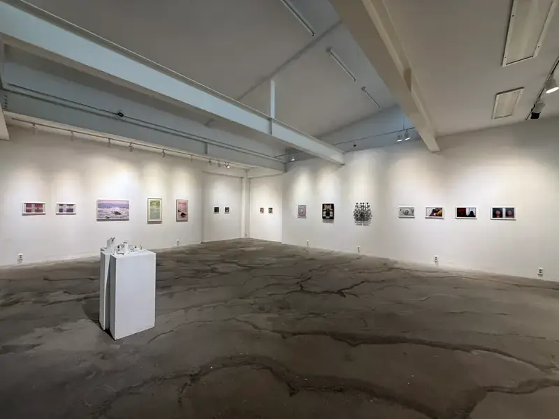 Gallery with the Home Is Where prints hung in a row