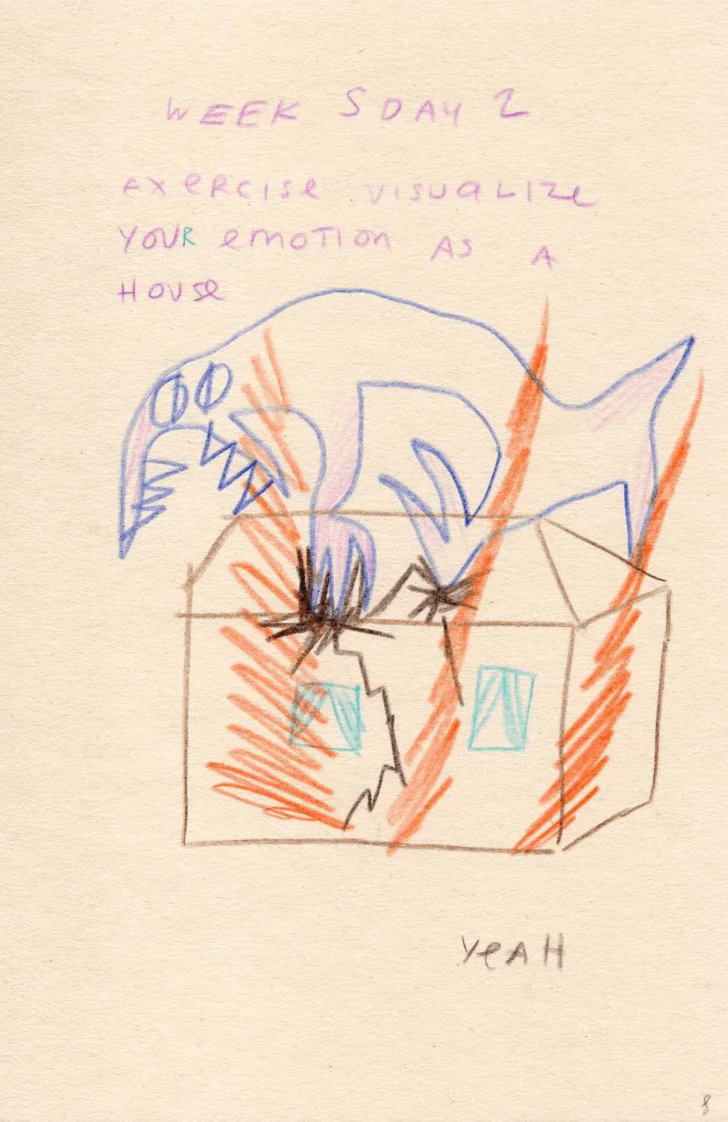 Diary page, week 5 day 2: a house drawn as an emotion